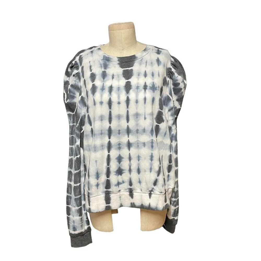 Generation Love Natasha Tie Dye Puff Sleeve  Sweatshirt Blue‎ White Size L - Picture 2 of 9